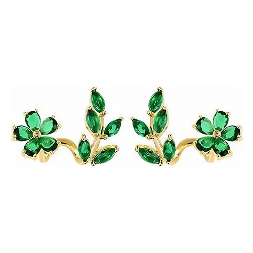 Chic Green Zircon Floral Earrings Ideal Gift for Women