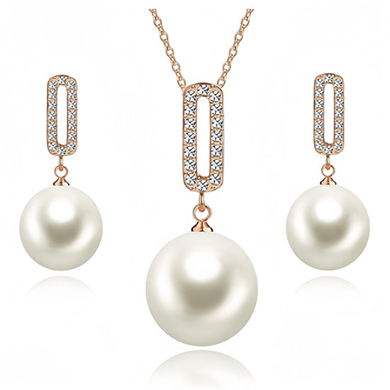 Kalung & Anting Mutiara Budidaya Air Tawar - Set Perhiasan Lapis Emas 14K