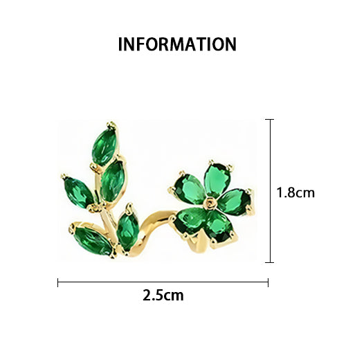 Chic Green Zircon Floral Earrings Ideal Gift for Women