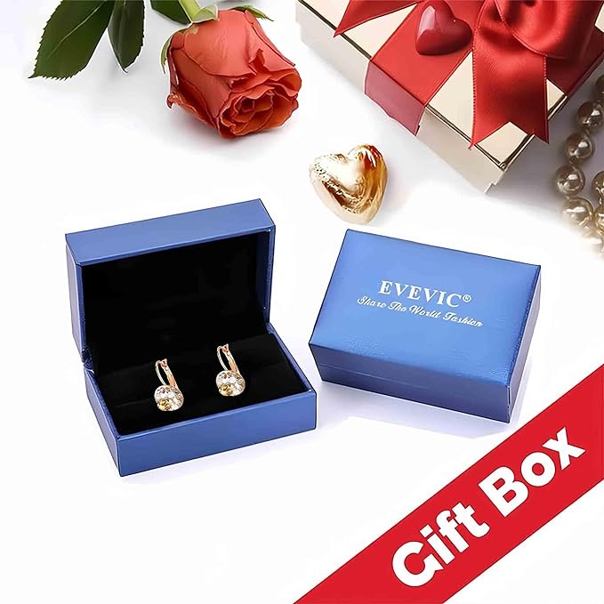 Multicolored Crystal Leverback Earrings -14K Gold Plated Hypoallergenic