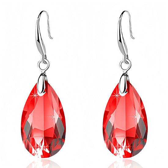 Austrian Crystal Teardrop Dangle Hook Earrings for Women 14K White Gold Plated Hypoallergenic Jewelry
