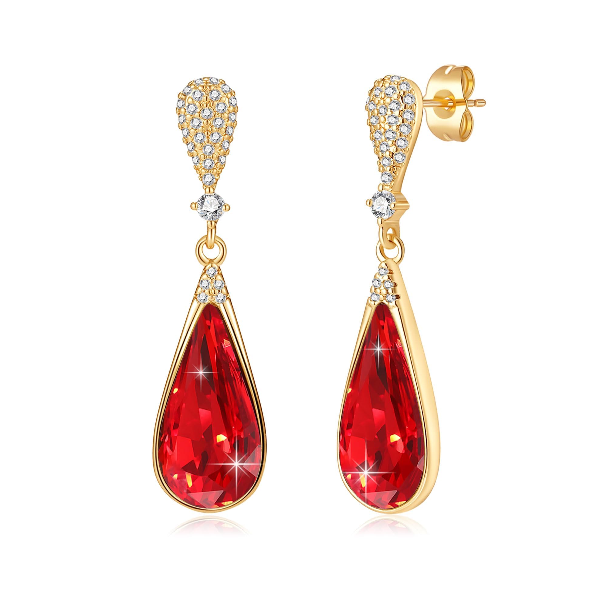 Austrian Crystal Teardrop Dangle Drop Earrings for Women 14K Gold Plated Hypoallergenic Jewelry Gift