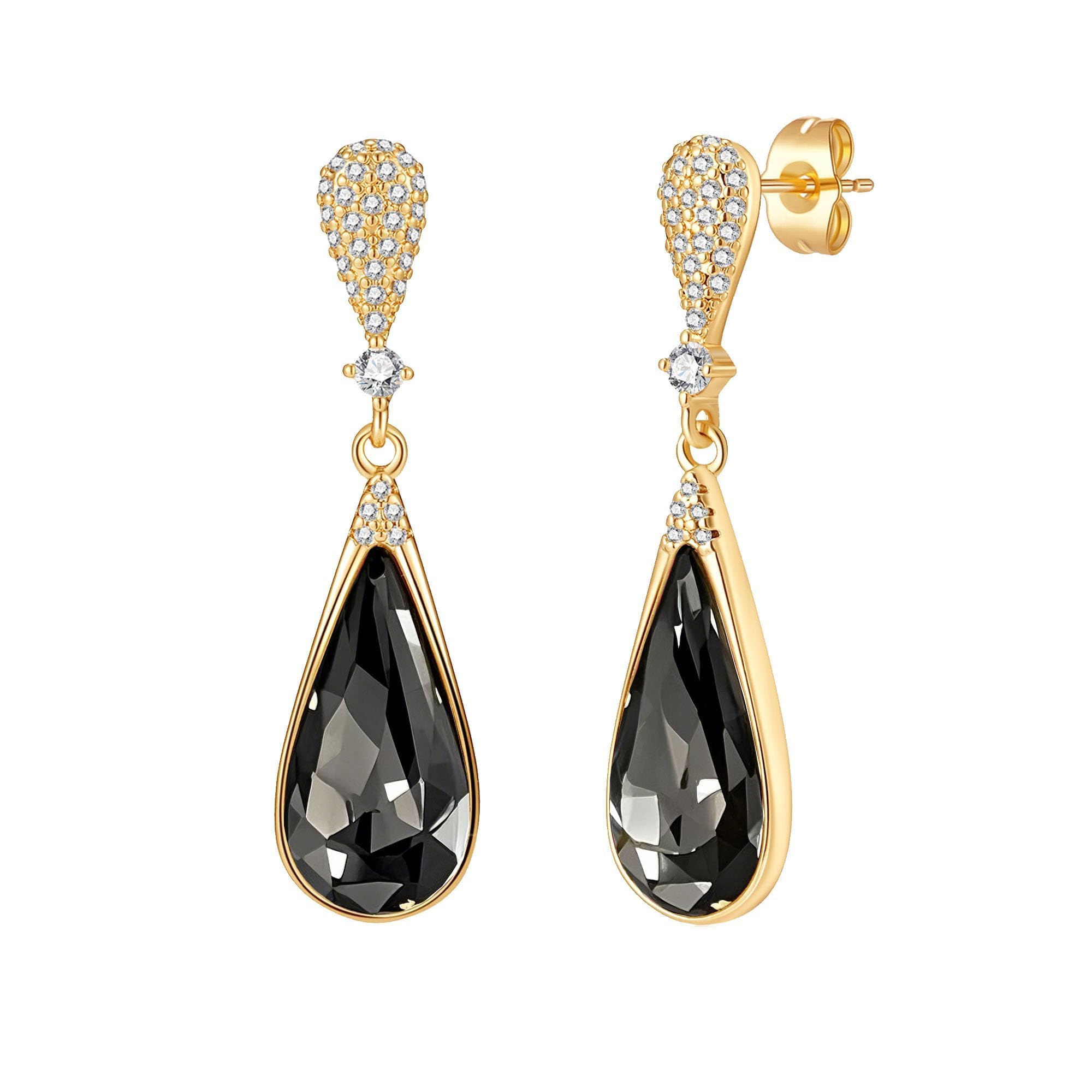 Austrian Crystal Teardrop Dangle Drop Earrings for Women 14K Gold Plated Hypoallergenic Jewelry Gift