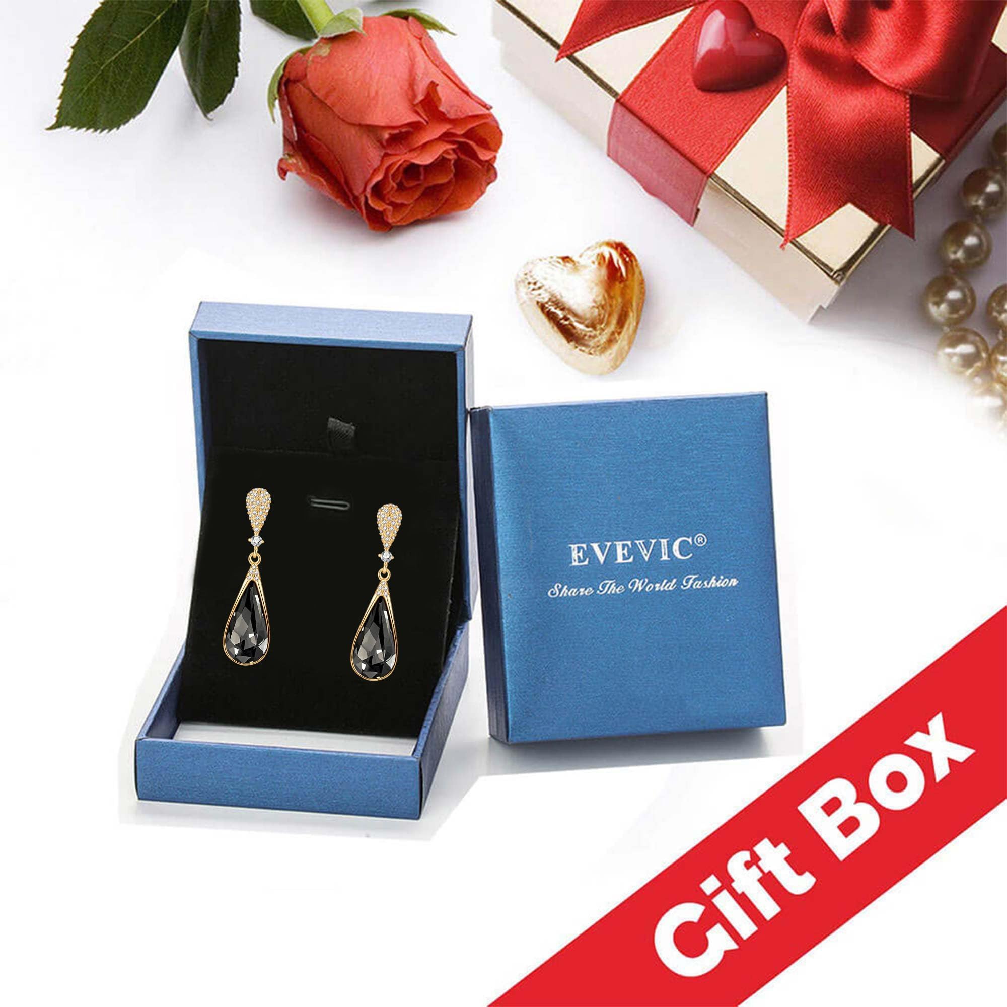Austrian Crystal Teardrop Dangle Drop Earrings for Women 14K Gold Plated Hypoallergenic Jewelry Gift