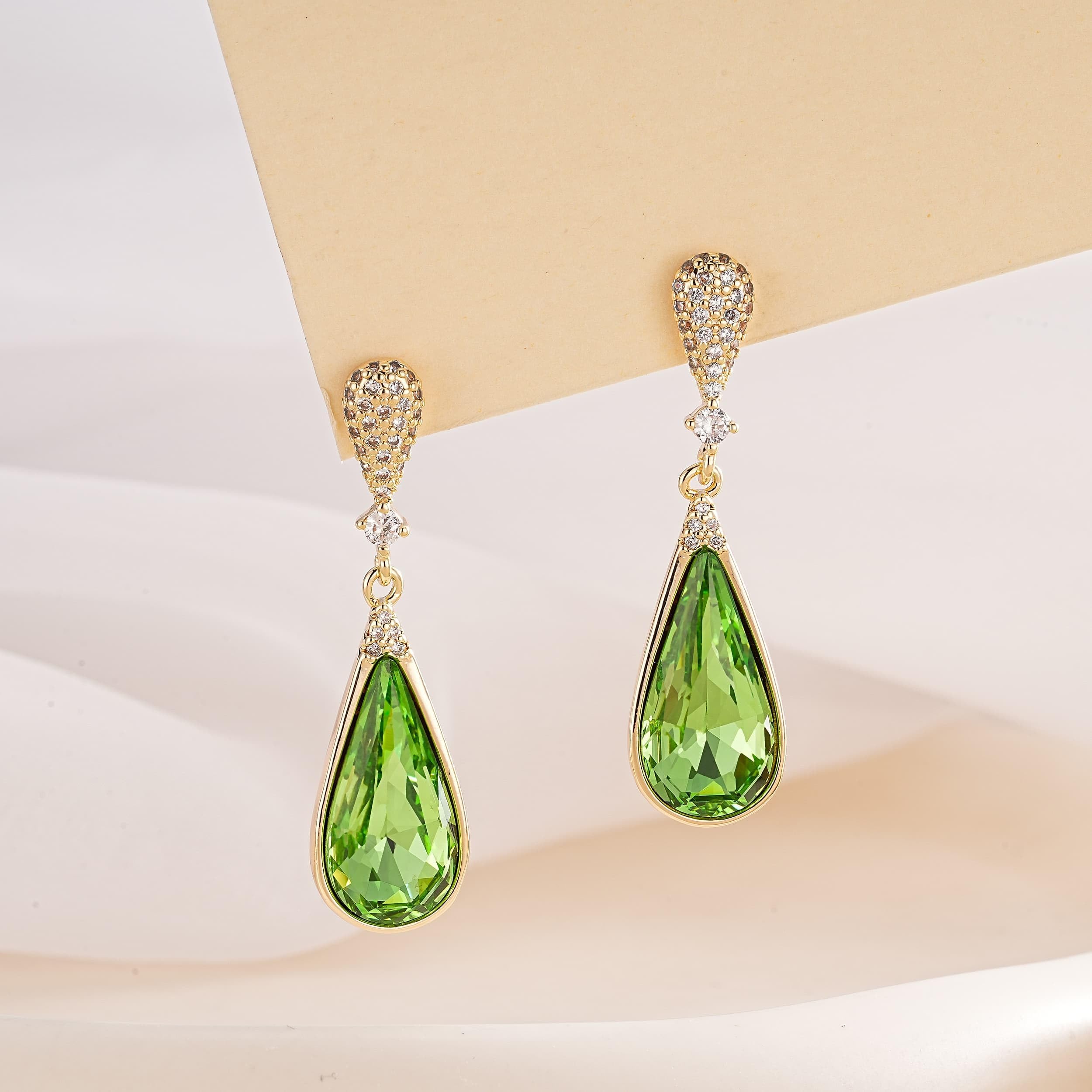 Austrian Crystal Teardrop Dangle Drop Earrings for Women 14K Gold Plated Hypoallergenic Jewelry Gift