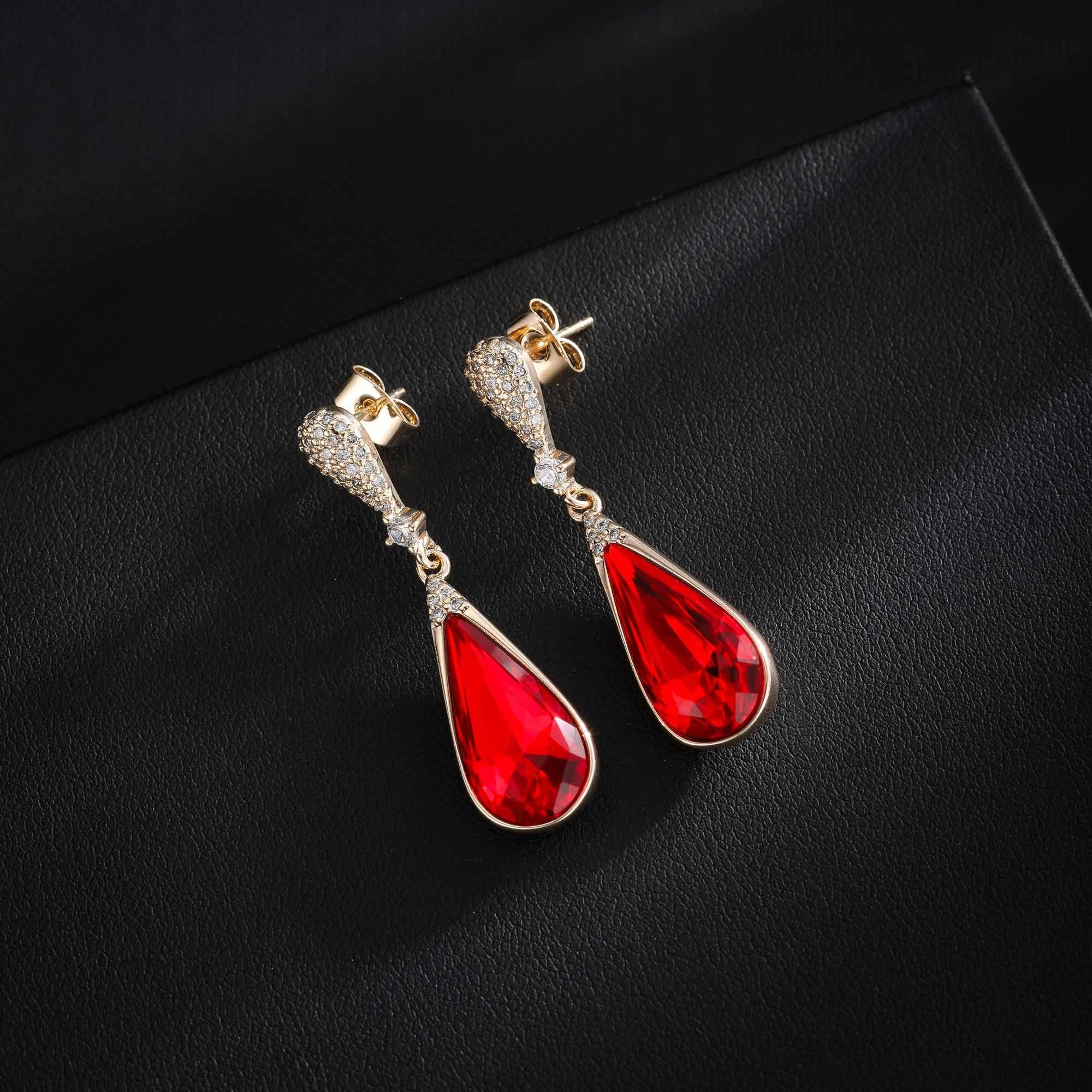 Austrian Crystal Teardrop Dangle Drop Earrings for Women 14K Gold Plated Hypoallergenic Jewelry Gift