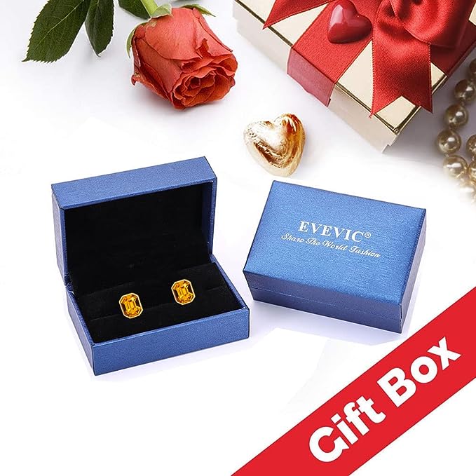 Austrian Crystal Octagon Stud Earrings