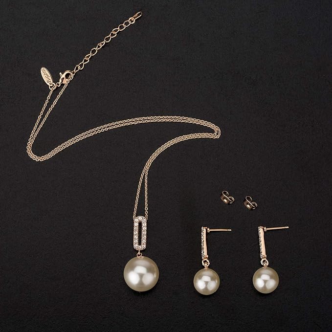 Kalung & Anting Mutiara Budidaya Air Tawar - Set Perhiasan Lapis Emas 14K