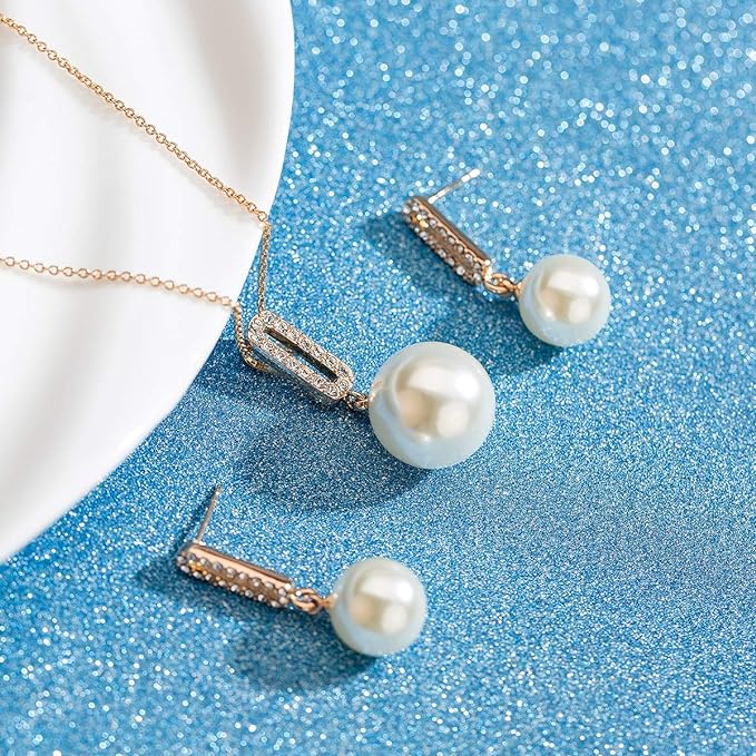 Kalung & Anting Mutiara Budidaya Air Tawar - Set Perhiasan Lapis Emas 14K