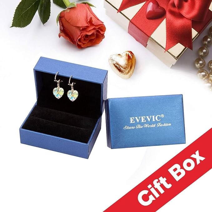 Austrian Crystal Heart Drop Leverback Earrings for Women Fashion Dangle Earring