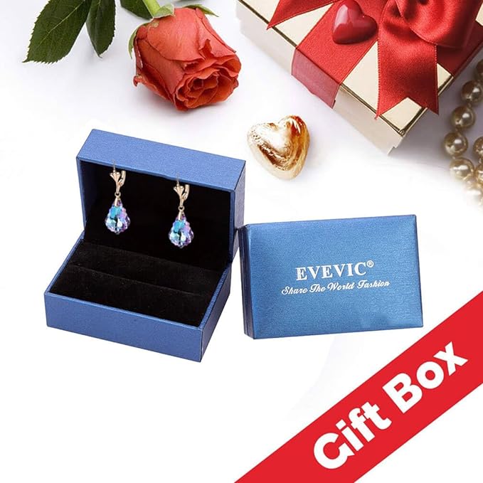 Anting Leverback Drop Barok Kristal Austria Mode Perhiasan Hypoallergenic Berlapis Emas 14K