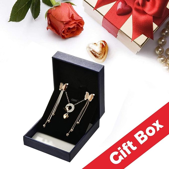 Set Anting Kalung Kupu-kupu Stainless Steel - Set Perhiasan Hypoallergenic Berlapis Emas 14K