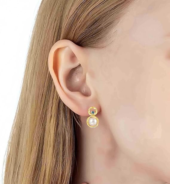 Trendy Austrian Crystal Halo Pearl Stud Earrings
