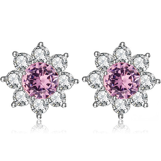 Luxury Austrian Crystal Flower Stud Earrings