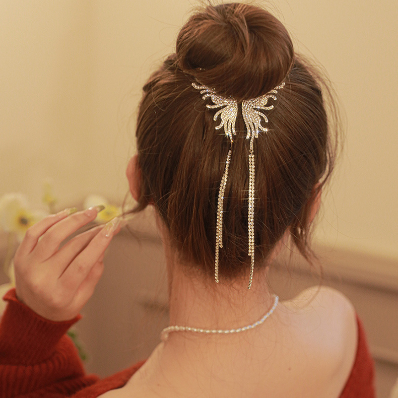 Luxurious Phoenix Crystal Hairpin with Pearl-Embellished Chains for Women Jewelry Gifts