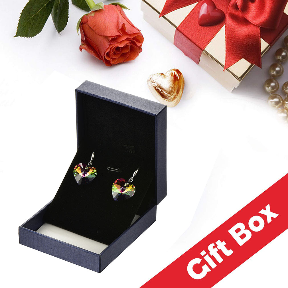 Anting Menjuntai Tetesan Hati Kristal Austria untuk Wanita Anting Hypoallergenic Kait Perak Sterling 925