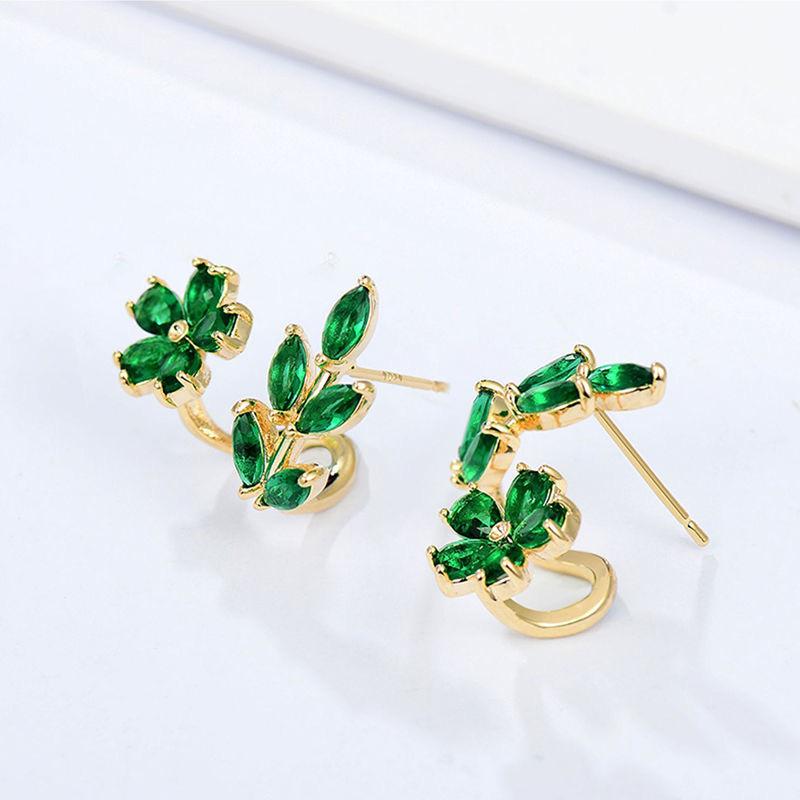Chic Green Zircon Floral Earrings Ideal Gift for Women