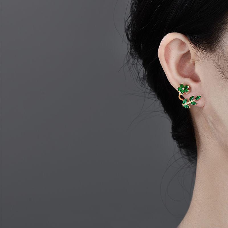 Chic Green Zircon Floral Earrings Ideal Gift for Women