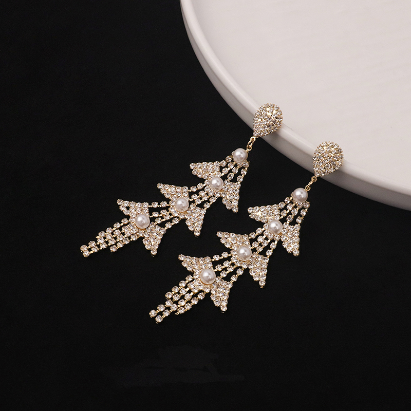 Sparkly Pearl Tassel Long Dangle Earrings for Women Jewelry Gifts