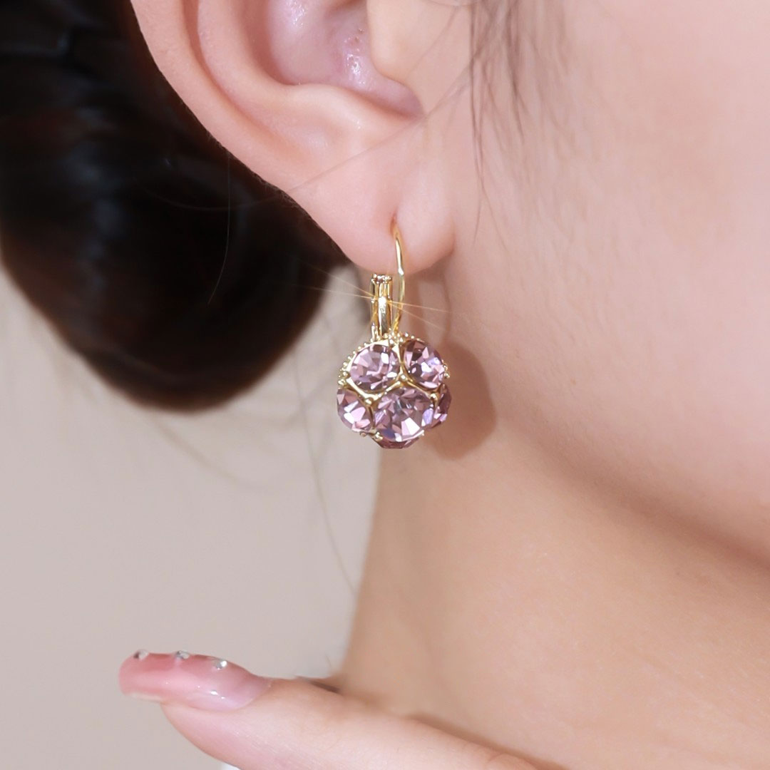 Fashion Design Elegant Exquisite Light Amethyst Round Earrings Women Jewelry Party Premium Gift