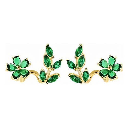 Chic Green Zircon Floral Earrings  Ideal Gift for Women