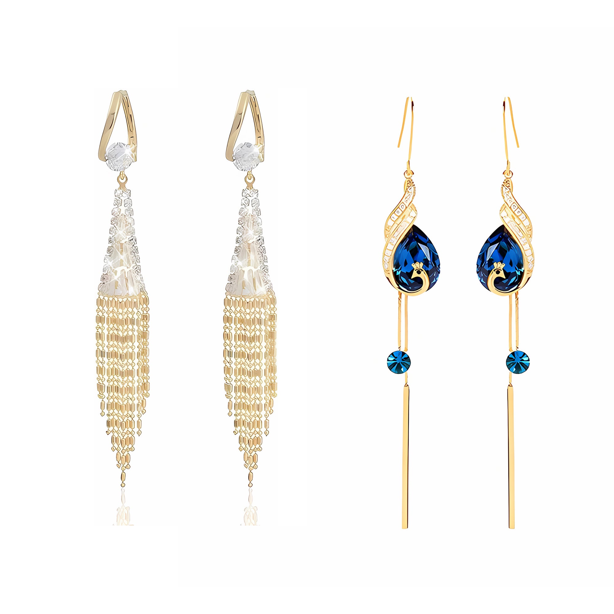 Gold Earrings for Women Chandelier Dangle Earrings 18k Gold Plated Cubic Zircon Drop Earrings Crystal Fringe Long Tassel Earrings