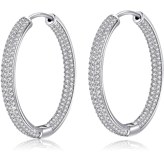 Sparkly Austrian Crystal Hinged Hoop Earrings - 14K Gold Plated Hypoallergenic Jewelry