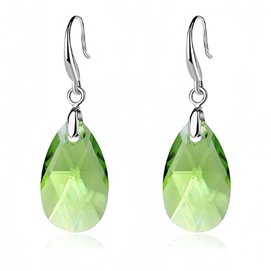 Austrian Crystal Teardrop Dangle Hook Earrings for Women 14K White Gold Plated Hypoallergenic Jewelry