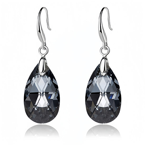 Austrian Crystal Teardrop Dangle Hook Earrings for Women 14K White Gold Plated Hypoallergenic Jewelry