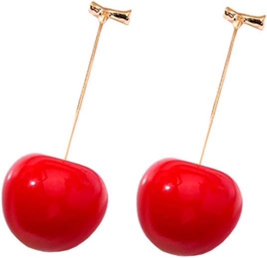 Fashion 3D Red Cherry Drop Earrings for Women Cute Fruit Gold Dangle Earrings Charm Jewelry Gift