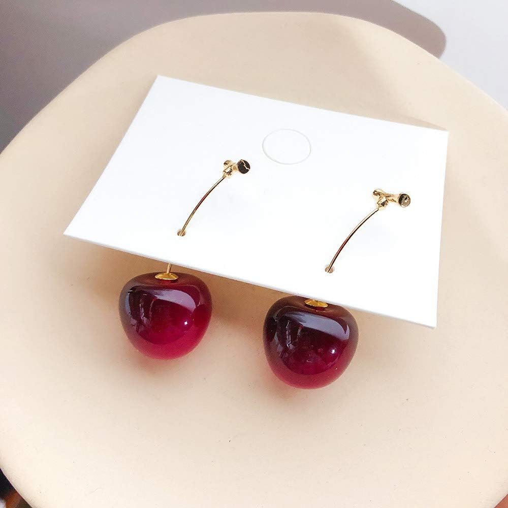 Fashion 3D Red Cherry Drop Earrings for Women Cute Fruit Gold Dangle Earrings Charm Jewelry Gift