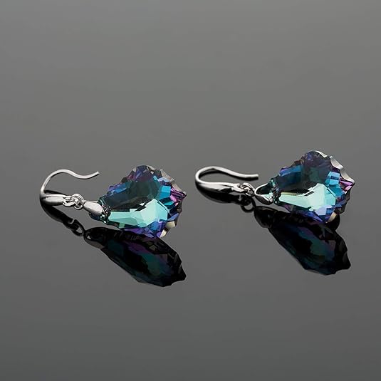 Austrian Crystal Baroque Teardrop Dangle Hook Earrings - 14K Gold Plated Hypoallergenic Jewelry