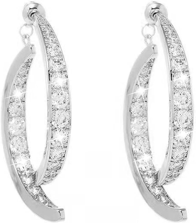 Cross Curved Earrings Zircon Curved Ear Cuffs Earrings Curved Stick Front Back Linear Drop Earrings for Women