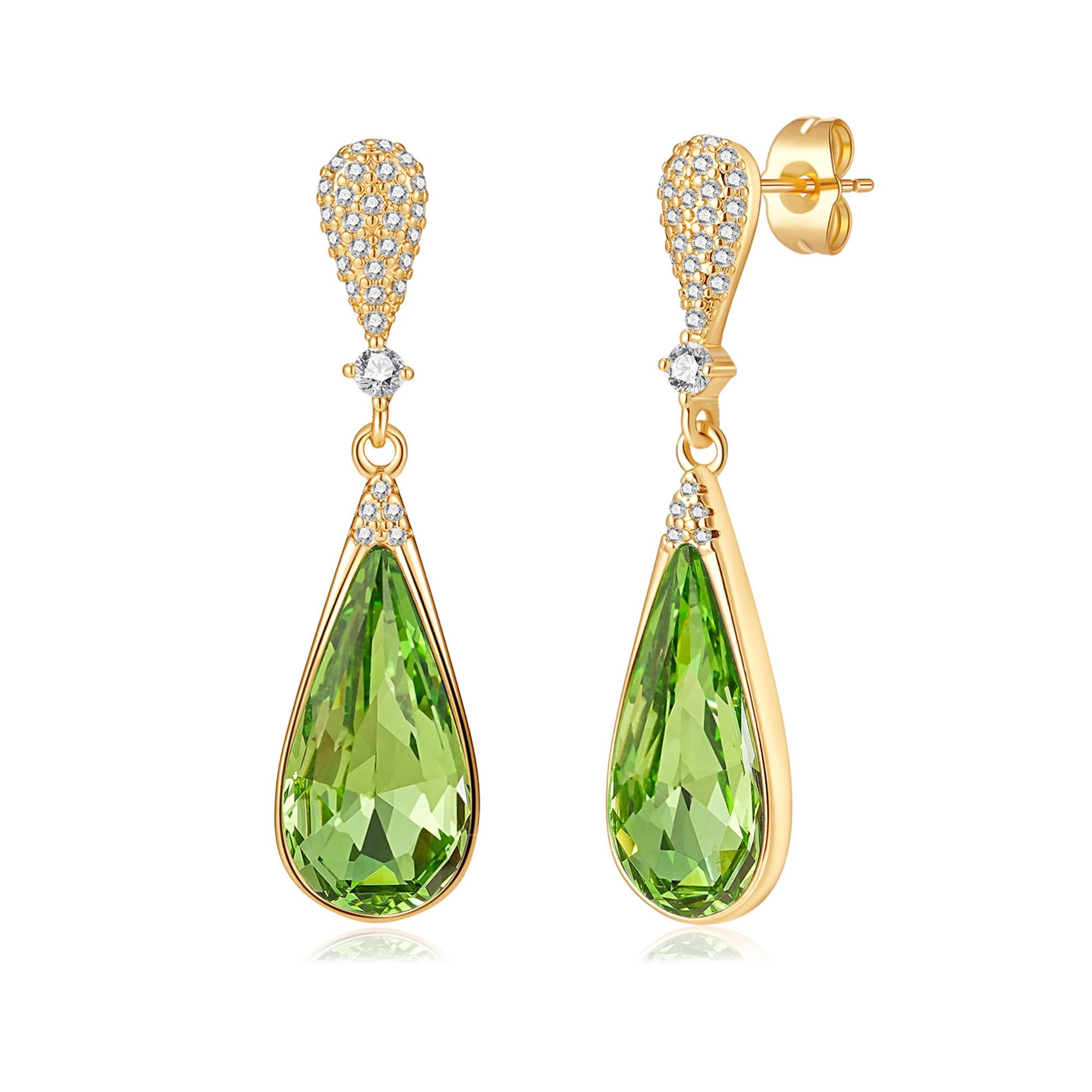 Austrian Crystal Teardrop Dangle Drop Earrings for Women 14K Gold Plated Hypoallergenic Jewelry Gift