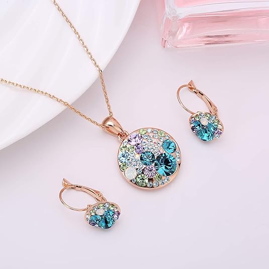 #color_Blue Green Crystals/Rose Gold-tone