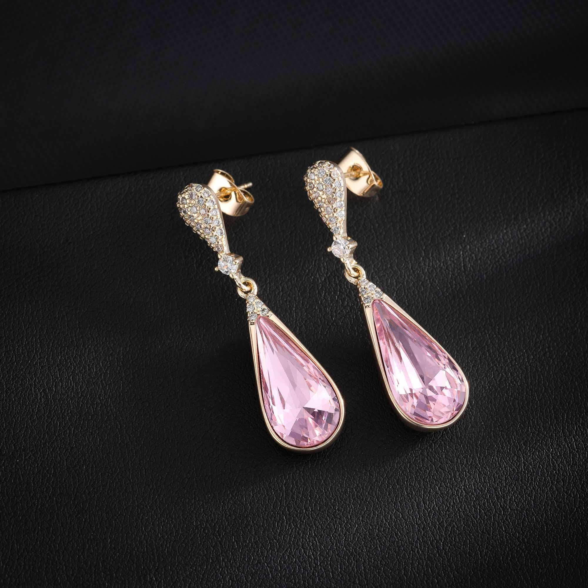 Austrian Crystal Teardrop Dangle Drop Earrings for Women 14K Gold Plated Hypoallergenic Jewelry Gift