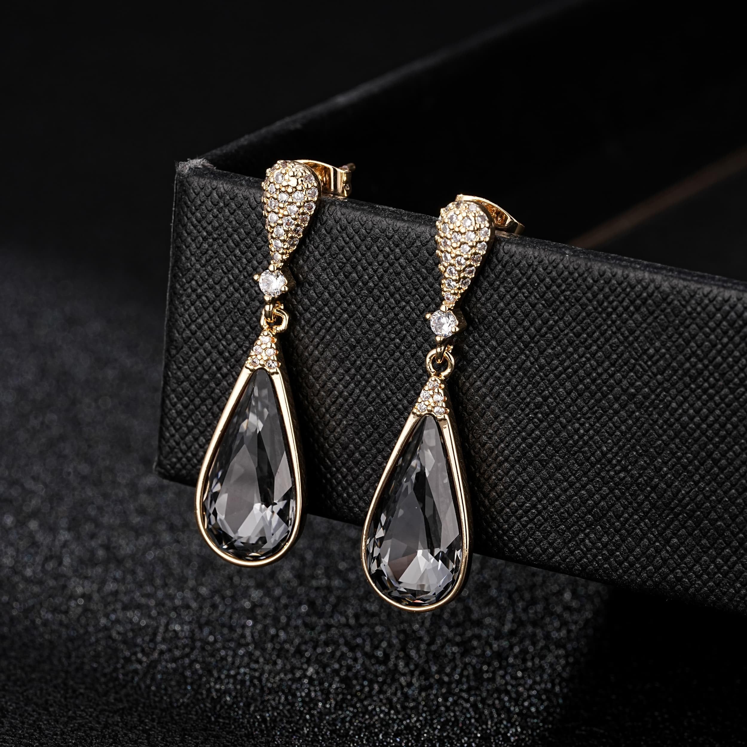 Austrian Crystal Teardrop Dangle Drop Earrings for Women 14K Gold Plated Hypoallergenic Jewelry Gift
