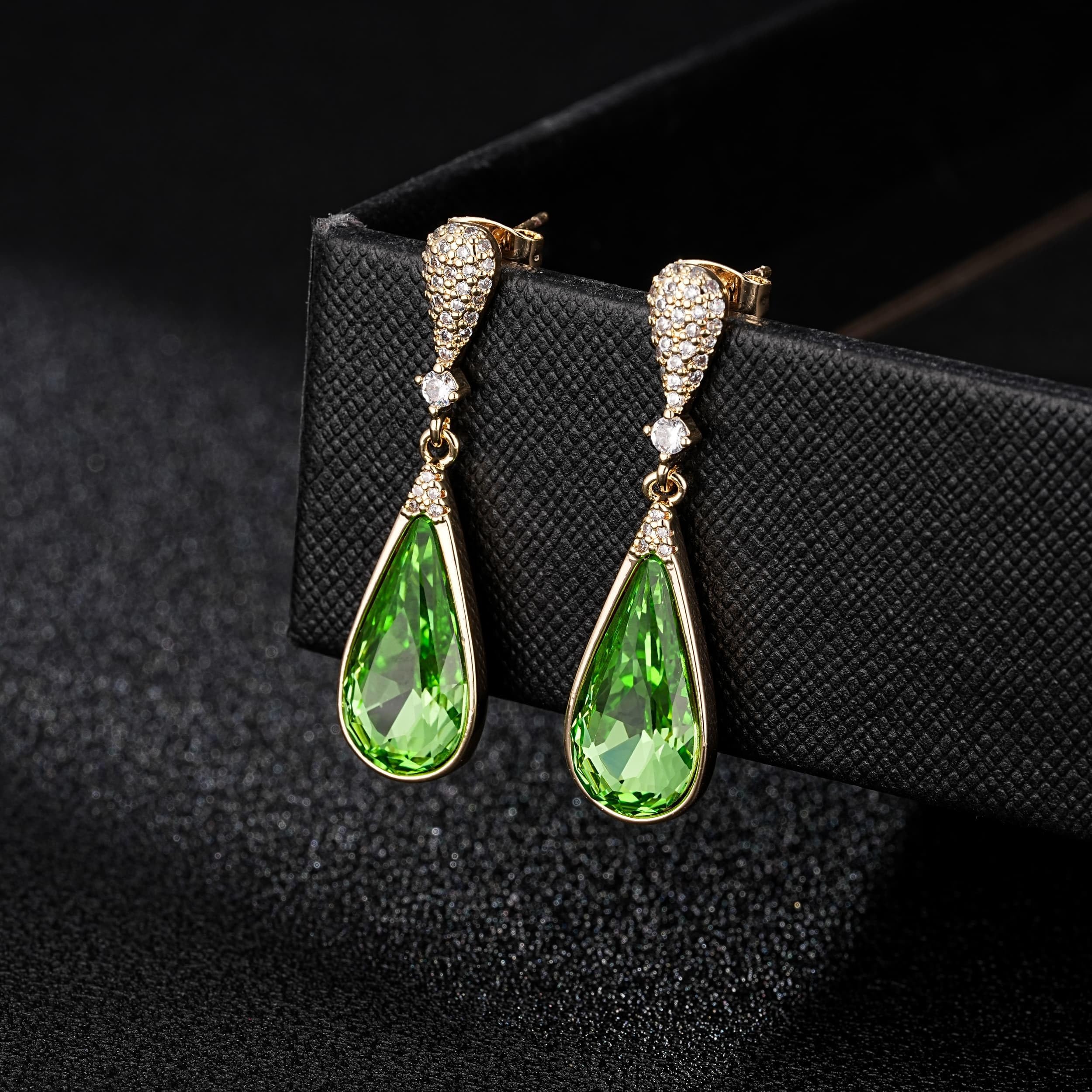 Austrian Crystal Teardrop Dangle Drop Earrings for Women 14K Gold Plated Hypoallergenic Jewelry Gift