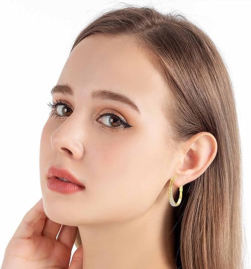 Crystal gold hoop on sale earrings