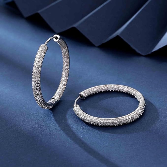 Anting Hoop Berengsel Kristal Austria Gemerlapan - Perhiasan Hypoallergenic Berlapis Emas 14K 