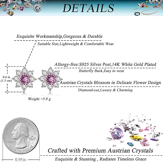 Luxury Austrian Crystal Flower Stud Earrings