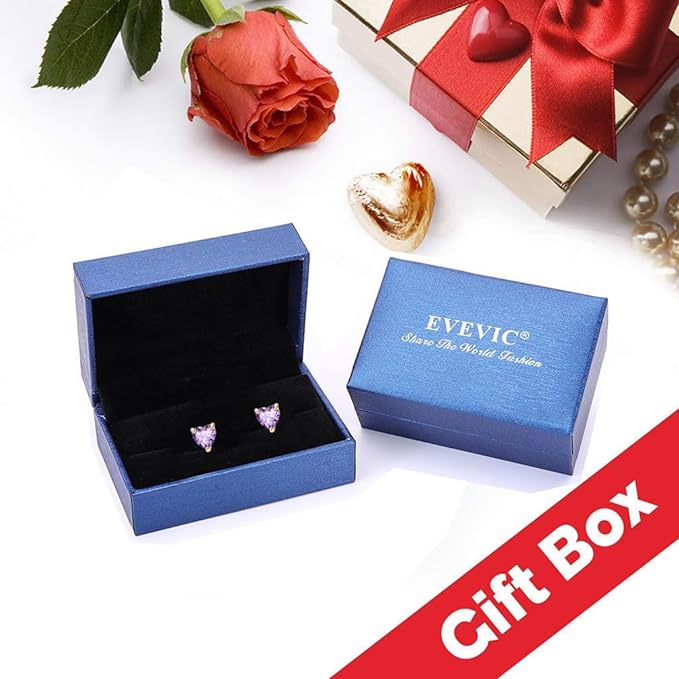 EVEVIC Heart Austrian Crystal Stud Earrings