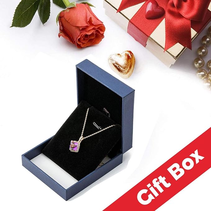 Color Changing Cubic Austrian Crystal Pendant Necklaces - 14K Gold Plated Hypoallergenic Jewelry