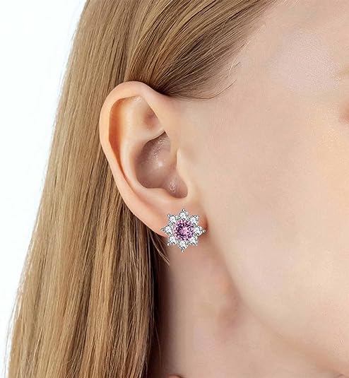 Luxury Austrian Crystal Flower Stud Earrings