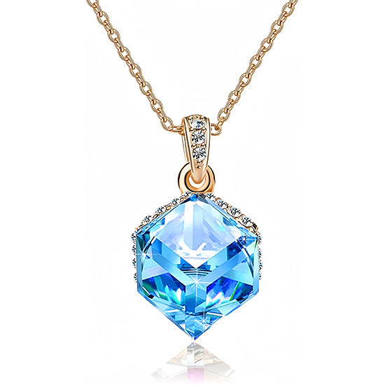 Color Changing Cubic Austrian Crystal Pendant Necklaces - 14K Gold Pla