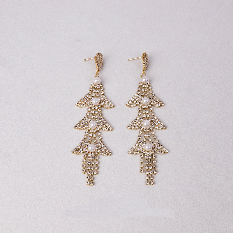 Sparkly Pearl Tassel Long Dangle Earrings for Women Jewelry Gifts